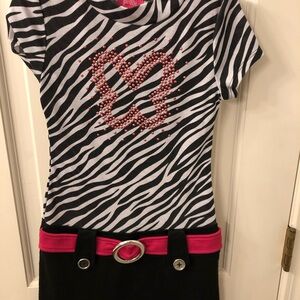 Zebra Print Dress with a Pink butterfly accent